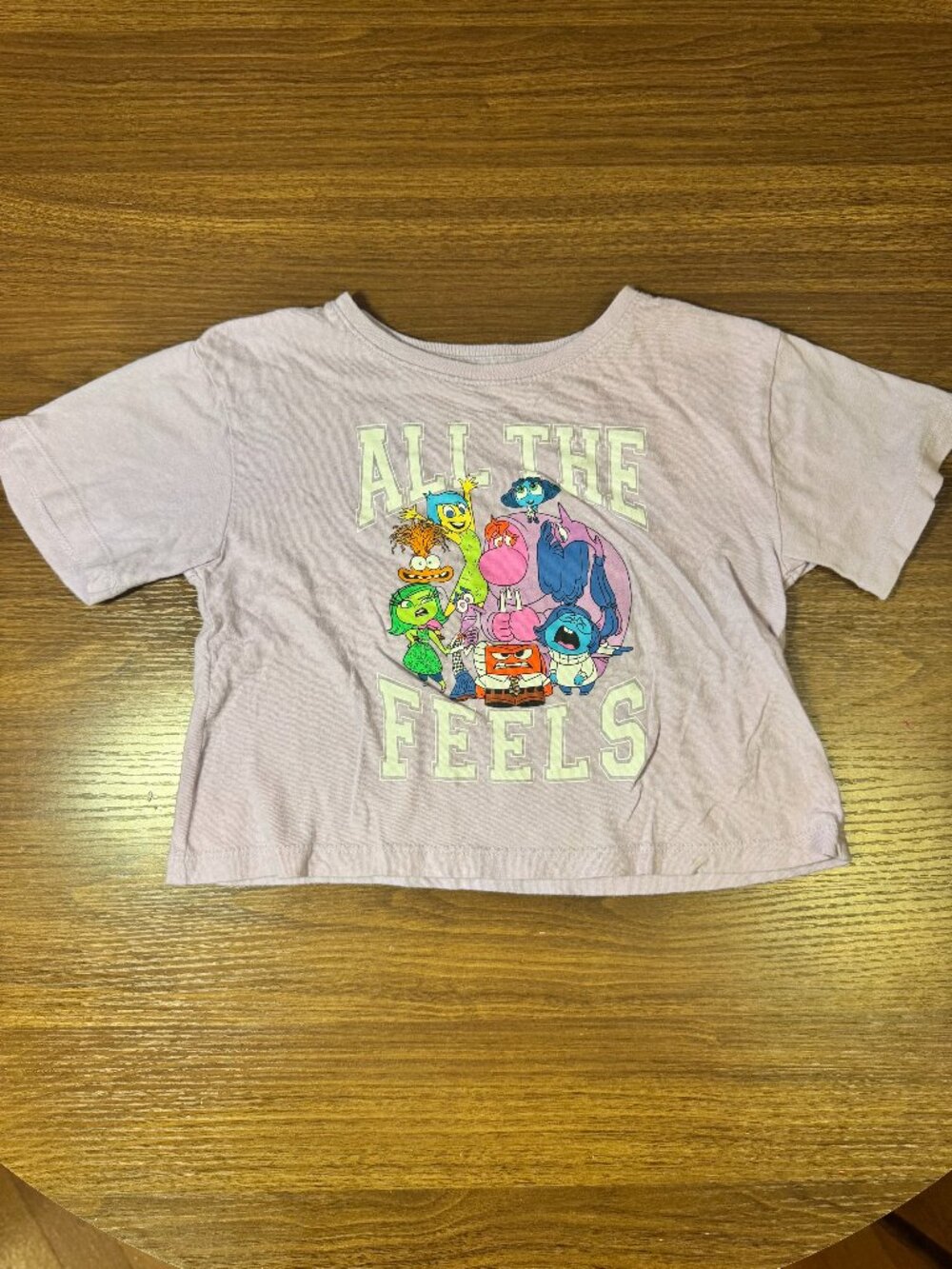 Disney Pixar Inside Out 2 Girls Lavender "All The Feels" Graphic Tee โ Size Sm.